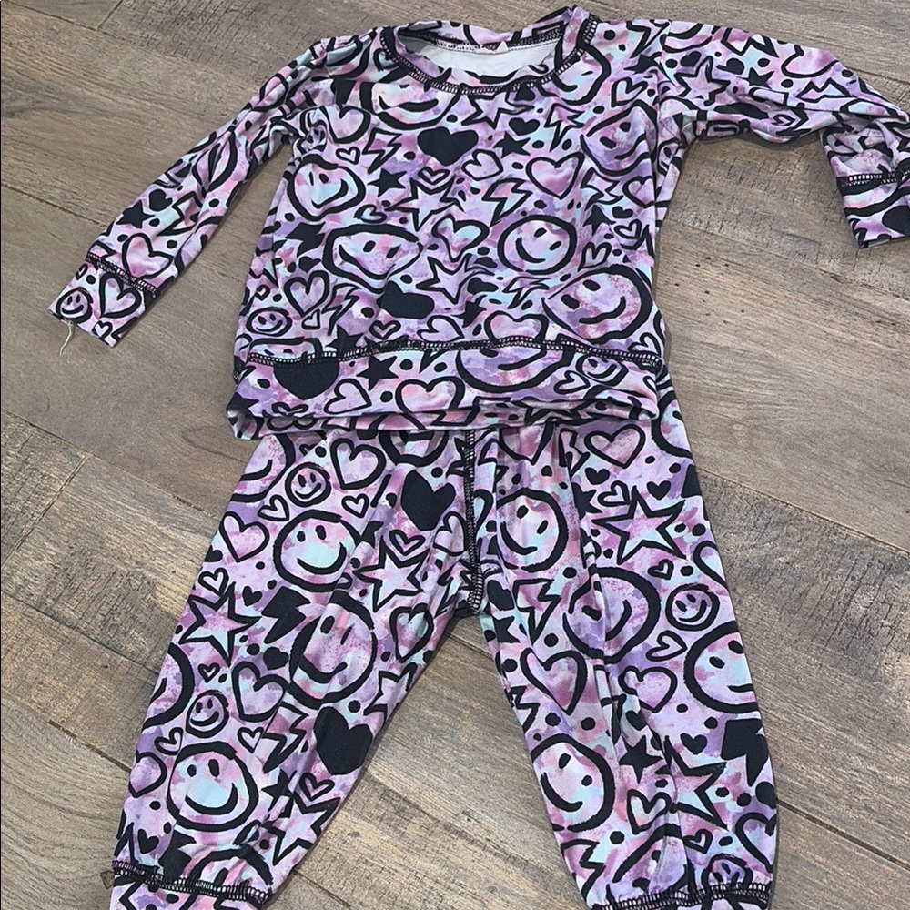 Kids Purple Smiley Jogger Set